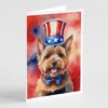 Caroline's Treasures Norwich Terrier Patriotic American Greeting Cards Pack of