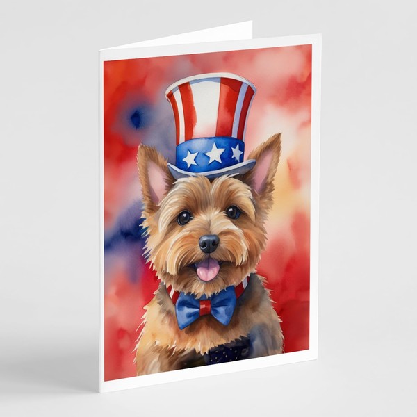 Caroline's Treasures Norwich Terrier Patriotic American Greeting Cards Pack of