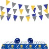 Zwiebeco 39Ft Blue Yellow Plaid Checkered Fabric Bunting Banner Triangle