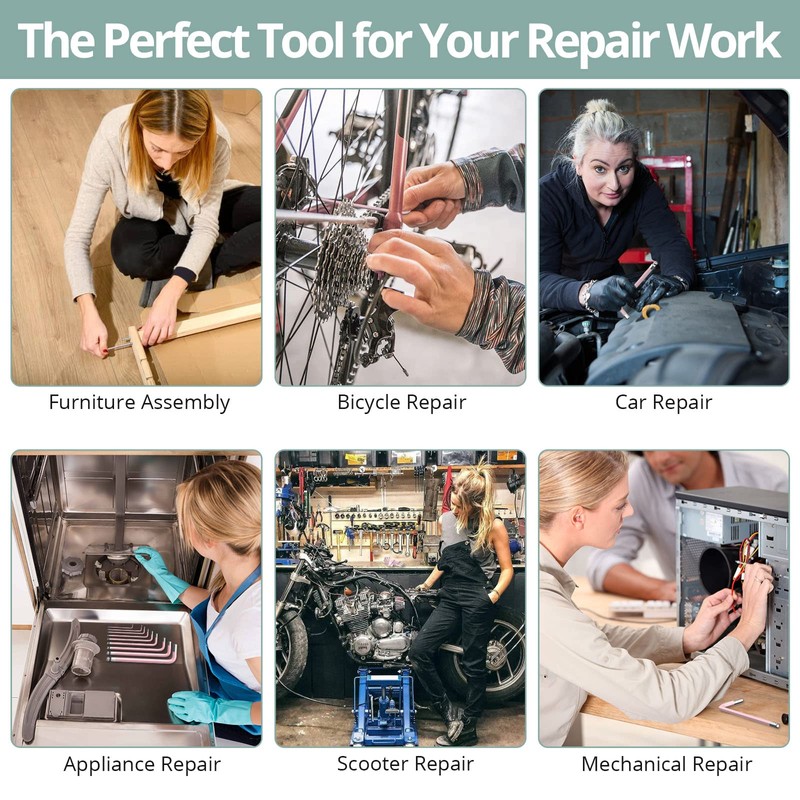 COLFULINE 9 PCS PINK Allen Key Set, Long Ball End