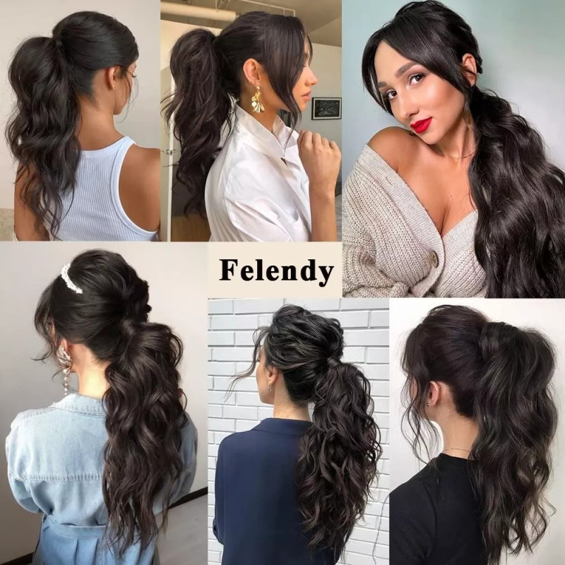 Felendy Extensión De Cola De Cabello Ondulada De 18 Pulgadas