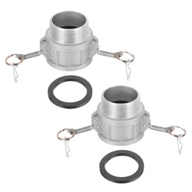 PATIKIL 2.5" Aluminum Cam and Groove Fitting 2 Part-B Dust Plug Female Adapter Female NPT Thread Cam Lock Fitting Quick Disconnect Coupling Cam Lock Hose Adapter Silver