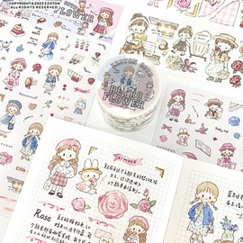 Alideco 1pcs Decorative Adhesive Tapes Cartoon Girl Molinta Dressing Washi Tape Great for Bullet Journal Supplies, Arts, Scrapbook, DIY Crafts, Planners (jinrichuanda)
