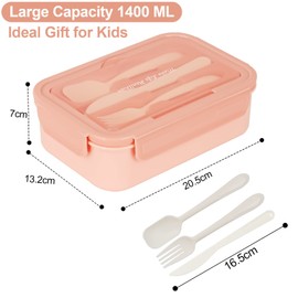 NOZVYCI Brotdose Lunch-Boxen 1400ML Bento Box mit 3 Fächern Brotzeitbox Lunch Box [BPA Frei] Jausenbox Brotdose Kinder für Kindergarten,Schule,Picknick,Junior,Mikrowellen-und Spülmaschinenfest (Rosa)