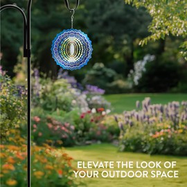 Navaris Garden Wind Spinner - Hanging Ornaments & Windmill Spinners - Kinetic Pinwheel Wind Mill - Outdoor Windmills for the Garden, Trees, Balcony for Men and Women