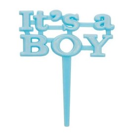 Unique It's a Boy Blue Cupcake Picks - 2.5", 8 Count - Adorable Blue Cupcake Toppers for Baby Showers & Gender Reveals