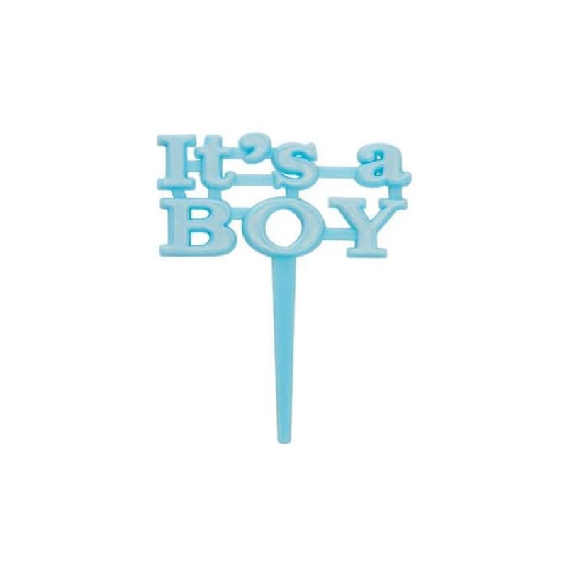 Unique It's a Boy Blue Cupcake Picks - 2.5", 8