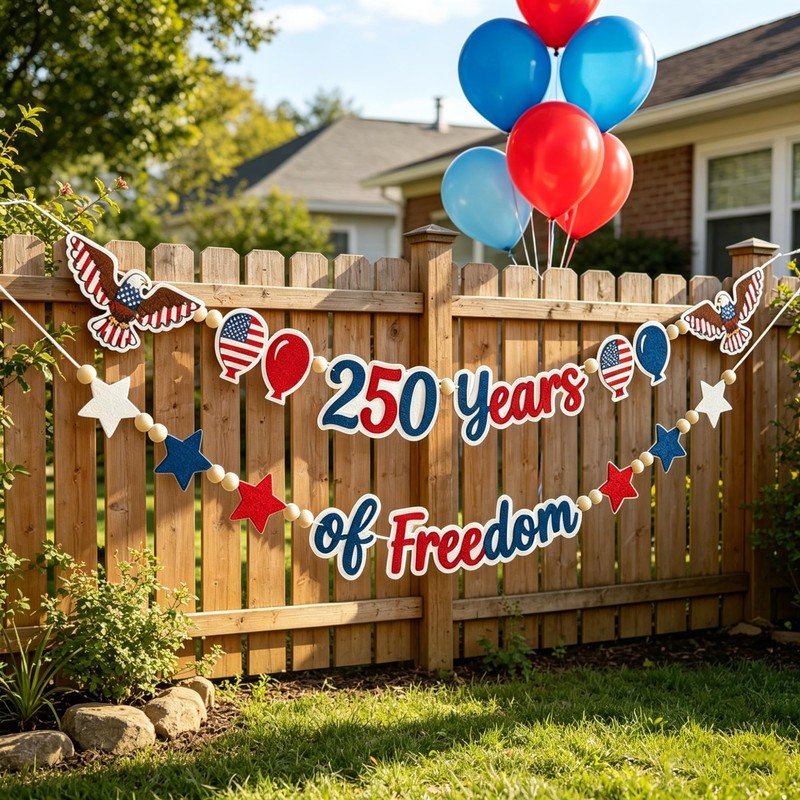 Amreich 4th of July Patriotic Garland 250 Anniversary USA Decoration