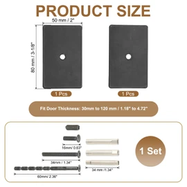 PATIKIL Door Hole Cover Plate, 80x50mm Stainless Steel Rectangle Deadbolt Knob Hole Repair Fits Doors 30mm to 120mm Thick for Hole Filling Decoration Repair Escutcheon, Black