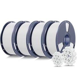 SUNLU PLA+2.0 3D Printer Filament Bundle, 4KG Upgrade PLA+ Filament 1.75mm, Tougher and Stronger, Dimensional Accuracy +/-0.02mm, 1KG per Spool, 4 Packs, 4KG Total, White