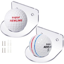 CroBlissful 2 Pcs Golf Ball Display Holder Clear Acrylic Golf Ball Rack Wall Mount Sport Memorabilia Display Shelf for Enthusiasts Collections Gift