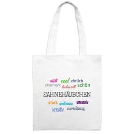 Jute bag with name icing - motif positive features - colour white - fabric bag, jute bag, hipster, bag, White