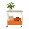 DYRABREST 2-Tier Rolling End Table with Storage, Cream White Frame