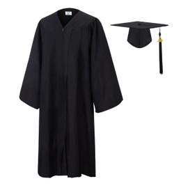 SAMDEEMI Unisex Adult Matte Graduation Gown Cap Tassel Set 2024 for High School and Bachelor, black 54"