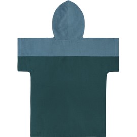 Children's Waffle Pique Bath Poncho 100% Bamboo Viscose Lightweight and Compact - Made in Europe, petrol
