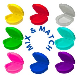 2 Pack of Retainer Cases (Available in Various Color Options); for Retainers, Dentures, Mouth Guards, and other Accessories. With Vent Holes and Write-on I.D. Area, Secure Snap Closure (Pink)