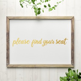Please Find Your Seat Wedding Decal, Wedding Seating Sign Sticker for Venue, Reception, Party, Special Event | 24" Wide x 4" Tall | Black | Pick Your Color & Sticker Size