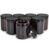 Vivaplex, Amber, 8 ounce, Round Glass Jars, with Black Lids - 8 pack