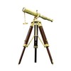 Shiny Brass Wooden Stand Tabletop Wooden Telescope Home Decor Antique