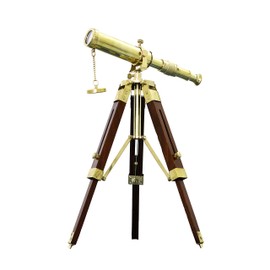 Shiny Brass Wooden Stand Tabletop Wooden Telescope Home Decor Antique Handmade Tripod Telescope Desktop Decorative