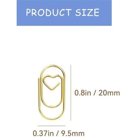 150 Pcs Gold Cute Heart Shaped Mini Paper Clips,Smooth Paperclips Small for Office, School, Home & Wedding
