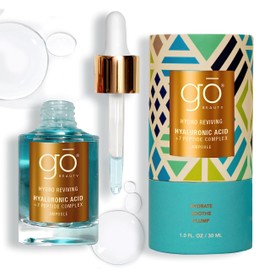 Triple Hyaluronic Acid Hydrating Serum - Hydrolyzed Collagen Serum for Face with Vitamin B5 & 7 Peptide Complex for Dry, Dull, Aging, & Sensitive Skin - Hydro Reviving by Go Beauty, 1 fl. oz. (30ml)