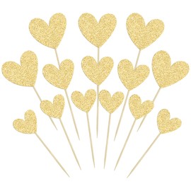 Ephlyn - 24 piezas de adornos de corazón con purpurina, corazón de San Valentín, para el día de San Valentín, boda, compromiso, despedida de soltera, fiesta de cumpleaños, decoración de tartas,