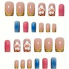 24Pcs Handmade Press on Nails French Tip Press on Nails