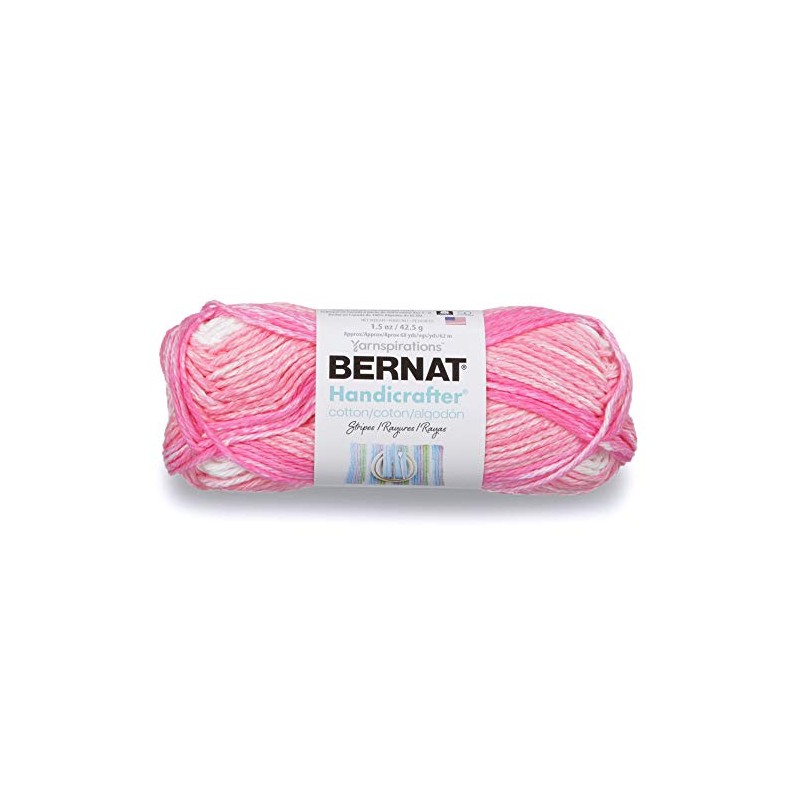 Bernat Handicrafter Cotton Stripes Yarn, 1.5 oz, Gauge 4 Medium