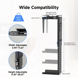 Suptek Adjustable Under Desk and Wall PC Mount,360 Degree Rotatable Computer Case CPU Holder Under-Desk PC Stand Holder Mount (ZJJ001L)