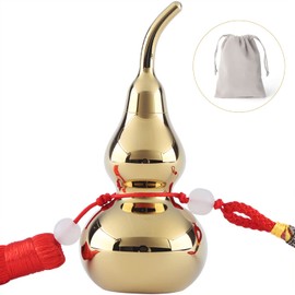 Funeral Small Keepsake Urn for Ashes-100% Brass-Mirror Polishing-Wu Lou Gourd Cremation Urn for Human Ashes or Pet Ashes- with a Tassel Lanyard- Fits a Small Amount of Cremated Remains