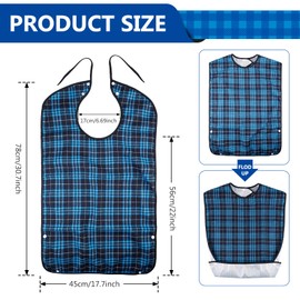 Adult Bibs: Pack of 4 Adult Bibs for Adults, Bib Adult Waterproof Bibs for Seniors Washable Adult Bibs with Crumb Tray for Women, Red, green, blue, black