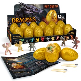 Dragon Eggs Dig Kit for Kids - Dig up 12 Dragon Toys - Educational Science Gifts for Boys Girls Age 6 7 8 9 10 11 12 Years Old