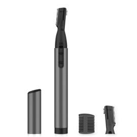aisleek Eyebrow Trimmer, Facial Hair Trimmer Precision Detailer with Rinseable Blade, Battery Powered Double-Sided Eyebrow Razor with Comb, Compact Pen-Size Safe Painless Shaver for Chin Peach-Fuzz