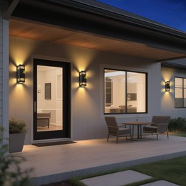 MZLITI Dusk to Dawn Outdoor Wall Light 2 Pack, Modern Exterior Lighting Fixtures for House, Black Outdoor Sconce Lights with LED Bulbs, Up Down Lights, Outside Garage Lights for House, Porch, Door