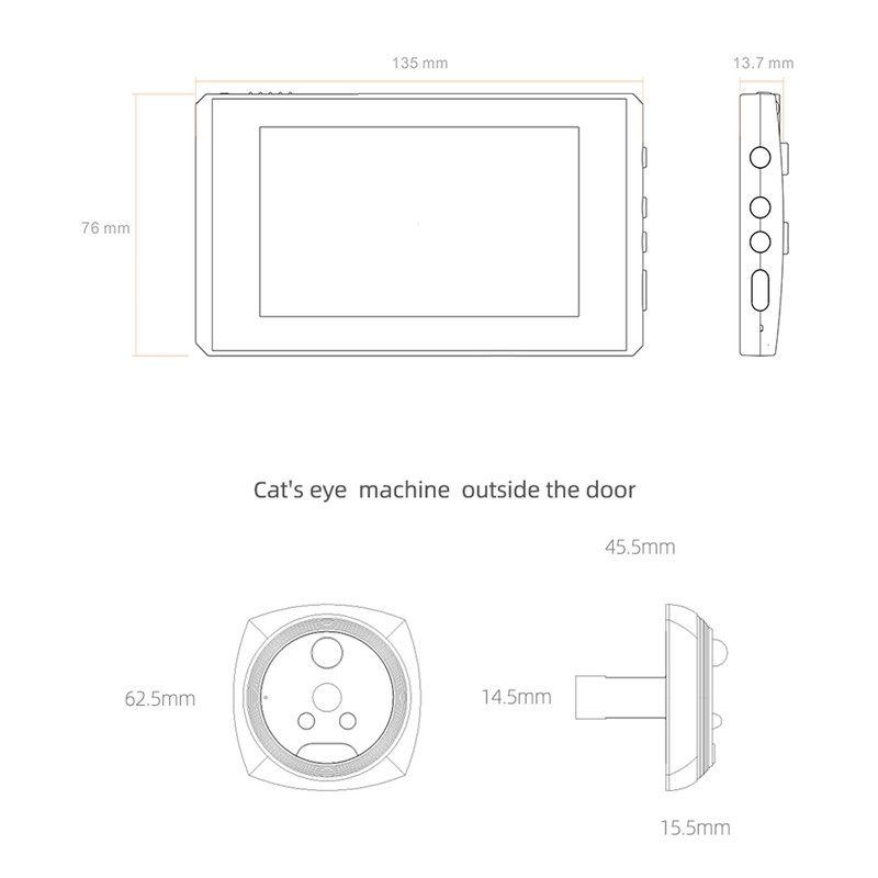 Digital Peephole Doorbell Camera 4.5 Inch Color Screen Night Vision