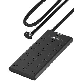 2 Prong Power Strip, WRXDMC 2 Prong to 3 Prong Outlet Adapter, 3600 Joules Surge Protector, 6 Feet Flat Plug Heavy Duty Extension Cord with 19 Widely Outlets, 4 USB Ports, 1875W, Black