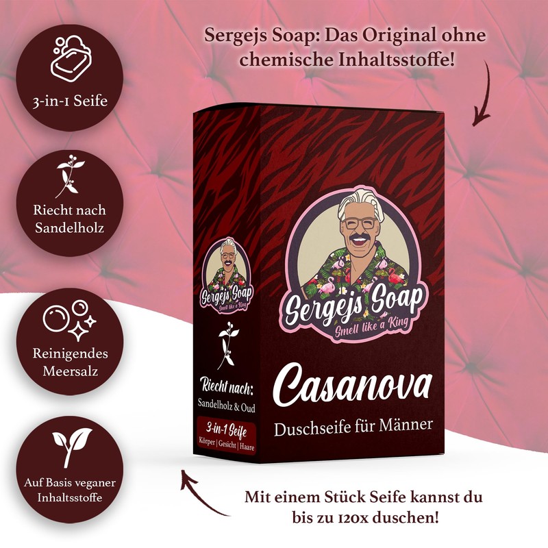 Sergejs Soap - Casanova Solid Soap Bar 3 in 1