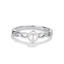 Precious Pieces Sterling Silver Girls Cultured Pearl Twisted Band Baby Ring for Toddlers, Little Girls, and Baby Photo Prop (Size 4)