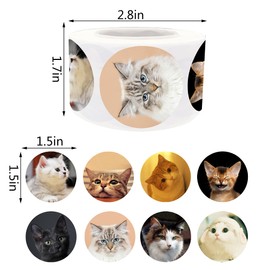 1000PCS Dog Stickers Adorable Puppy Stickers Cat Stickers Realistic Cute Kitten Roll Stickers for Party Favor Holiday Envelope Seal Stickers Classroom Reward Stickers 2Rolls