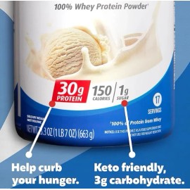 Premier Protein 100% Whey Protein Powder,Vanilla shake,30g Protein, 23.3 z,1.7LB