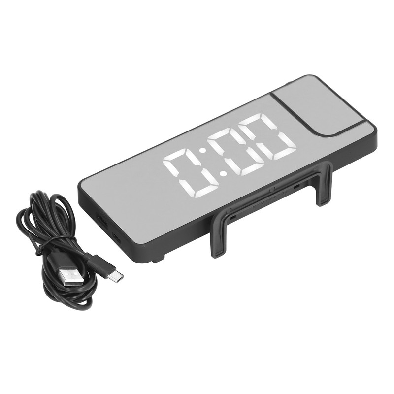 Projection Alarm Clock LED Digital Mirror Alarm Clock Rechargeable 6