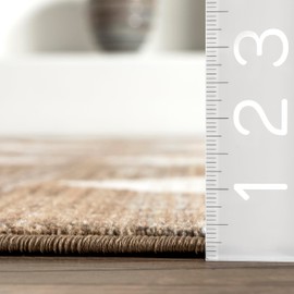 nuLOOM 2' x 13' Fringed Performance Indoor Area Rug, Power Loomed, Easy Clean, Durable, Non-Shed, Meline Beige