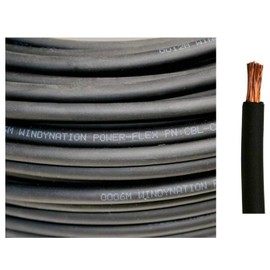 WNI 4 AWG 4 Gauge 100 Feet Black Battery Welding Pure Copper Ultra Flexible Cable + 5pcs of 5/16" & 5pcs 3/8" Copper Cable Lug Terminal Connectors + 3 Feet Heat Shrink Tubing