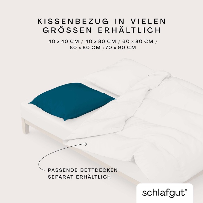 schlafgut Knitted Jersey Cushion Cover 40 x 80 cm Petrol