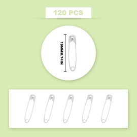 KINBOM 120 Pcs 19mm Safety Pins, Mini Safety Pins Metal Safety Pins for Art Craft Sewing Jewelry Making (Gray)