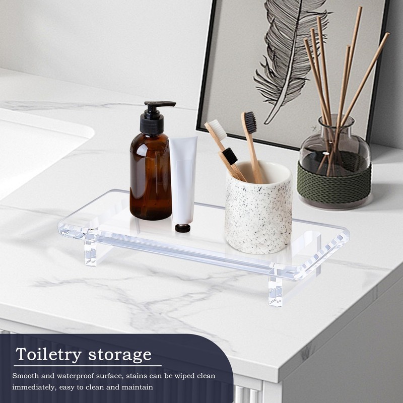 Crystal‑Clear Acrylic Perfume Display Tray 2‑Pack – Elegant Vanity Tray