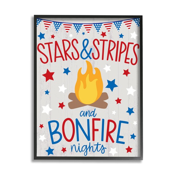Stupell Industries Stars Stripes and Bonfire Phrase Nights Americana Pride,
