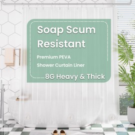 AmazerBath Extra Long, 8G Heavy Duty Plastic, 96 Length, Weighted Tall 72 x 96 Frosted, Bathroom Shower Curtain Liners with 3 Weights