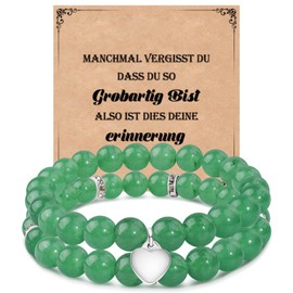 YELUWA 2 pieces bracelet for women, 8 mm natural pearl bracelet, gift, inspirational bracelet, birthday gift for women, girls, best friends, mother, daughters, colleagues, couple, friendship sister,